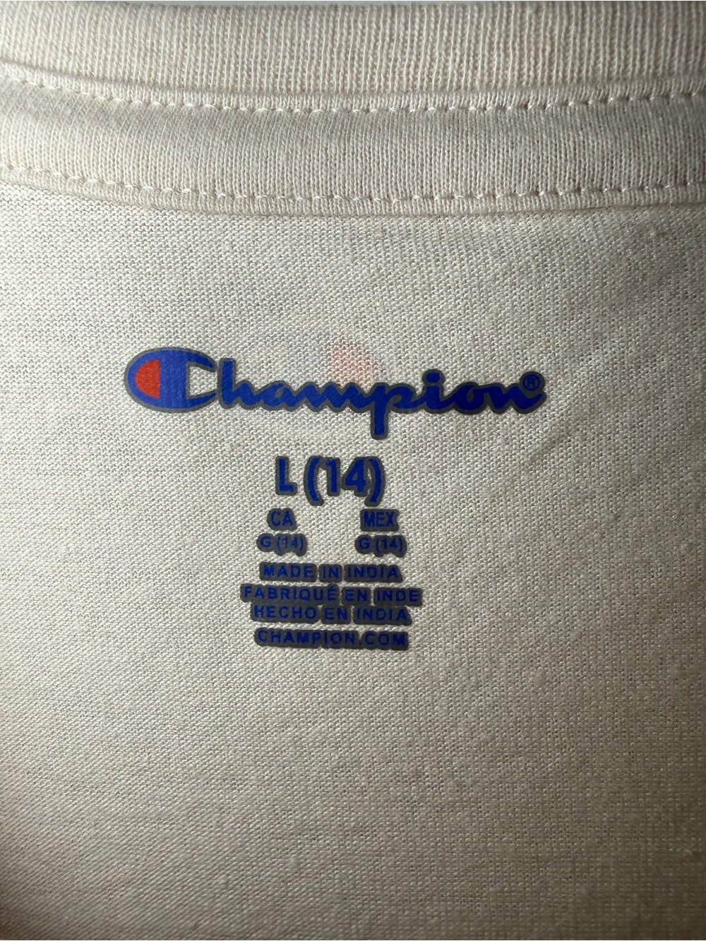 Champion Cream Tee with glitter Pink Logo - Picture 5 of 5